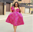 Ruffle One Shoulder Dress  African Print