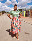 Puff Sleeve Blouse and Floral Print Flared Skirt Set