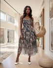 Women's Sleeveless Printed Midi Dress