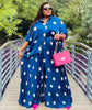 Polka Dot Collared Short Sleeve Wide-Leg Two Piece
