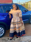 Puff Sleeve Striped Heritage Midi Dress