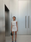 Women's Two-Piece Buttoned Short Sleeve Top and Skirt Set