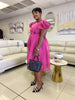 Women's Short Sleeve Bow Belt Dress, featuring an A-line skirt and ruffled sleeve details
