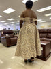 Ethnic Style Off-Shoulder Dress featuring Geometric Patterns and Loose Hem