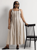 Women's Sleeveless Striped Maxi Dress featuring a Square Neckline and Flowing Silhouette
