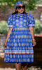 Concentric Charm - Circle Patterned Dress with Puffed Sleeves