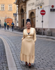 Long Sleeve V-Neck Ruffle Dress with Waist Cutout Design and Long Skirt Hem