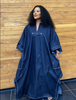 Loose-Fit Long Traditional Coat with White Stitch Trim and Wide Sleeves