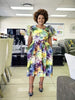Floral Fantasy Knee-Length Puff Sleeve Dress