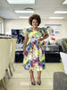 Floral Fantasy Knee-Length Puff Sleeve Dress