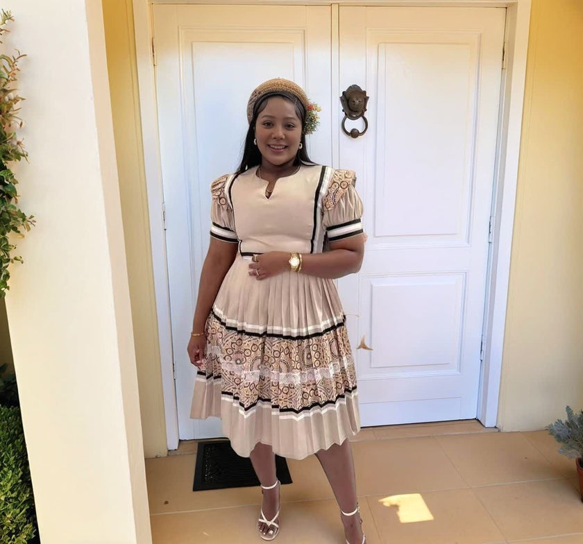 Ethnic Embroidered Puff Sleeve Dress