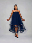 High-Low Tulle Skirt Dress with Ribbon Hem Detail