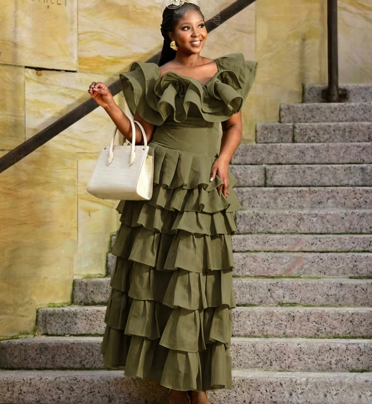Women's ruffled tiered off-shoulder maxi dress in multiple colour options - view 2