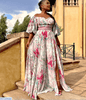 Off-Shoulder Floral Maxi Dress with Puffed Sleeves