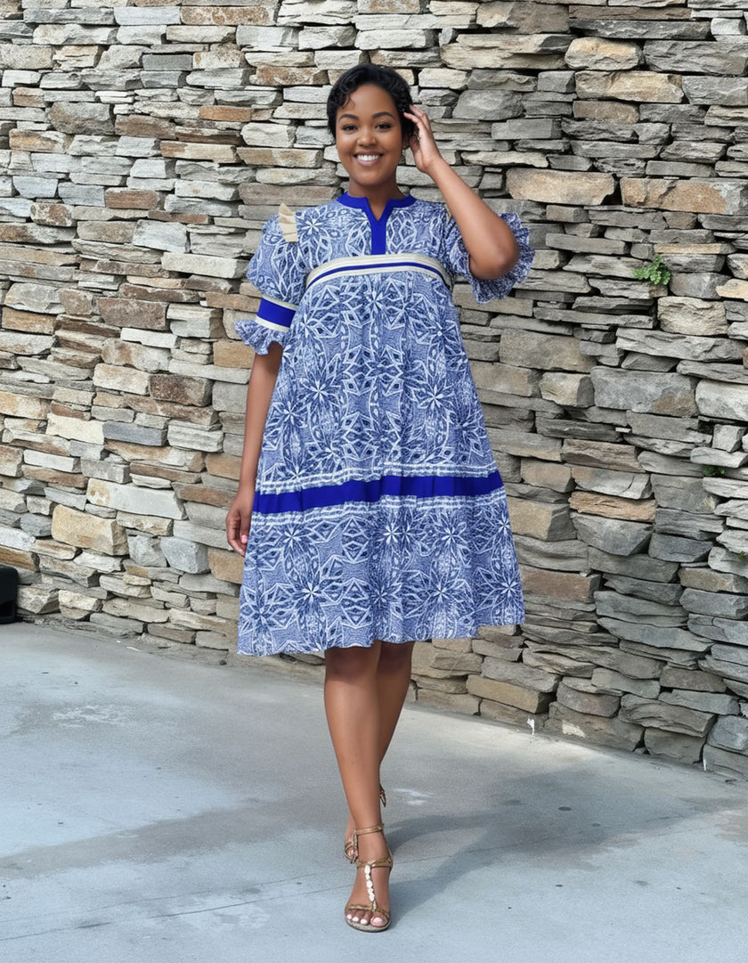 Ethnic Style Short Sleeve Dress