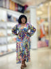 Elegant Full-Sleeve Wrap Dress with Dynamic Pattern Detailing
