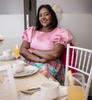 Puff Sleeve Top & Floral Print A-line Skirt Ensemble