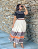 Ethnic-Style Two-Piece Dress with Embroidered Panels, Vintage Collar, and Pleated Hem Design