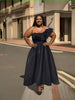 One-Shoulder Ruffle Detail Sleeveless Floor-Length Gown