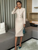 High-Waisted Double-Breasted Slim Suits Dress