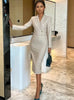 High-Waisted Double-Breasted Slim Suits Dress