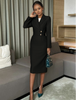 High-Waisted Double-Breasted Slim Suits Dress