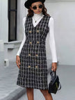 Stylish Plaid Double-Breasted Midi Dress