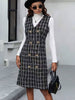 Stylish Plaid Double-Breasted Midi Dress
