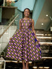 Sleeveless Fit-and-Flare Dress with Geometric Print