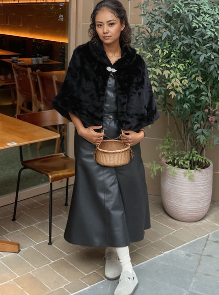 Cape Women's Elegant Shawl Button Closure Chic