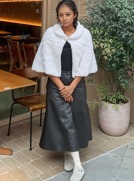 Cape Women's Elegant Shawl Button Closure Chic