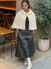 Women's Elegant Cape Shawl - Outerwear with Button Closure