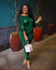 Dark green women’s lounge set with lace accents, long-sleeve top and joggers