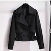 Black cropped double-breasted jacket with notched lapels and button front