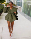 Puffy-Sleeve Belted Coat