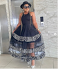 Patterned Ruffle Hem Dress