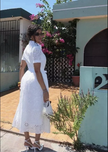 Women's White Hollow Embroidered Dress