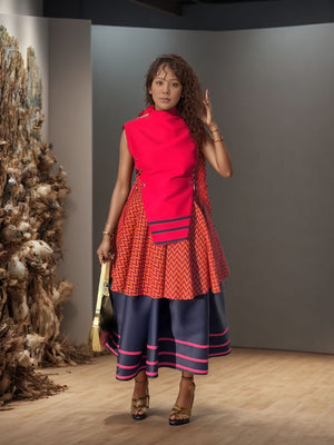 Ethnic Geometric Patchwork Two-Piece Set