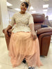 Women's Two-Piece Set - Sleeveless Geometric Pattern Top with Asymmetric Hem and Layered Long Tulle Skirt