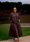 Two Piece Shirt Skirt Set Collar Half Sleeve Elastic Waist Pocket Casual Office Outfit