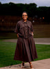 Two Piece Shirt Skirt Set Collar Half Sleeve Elastic Waist Pocket Casual Office Outfit