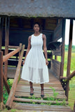 Sleeveless Ribbed Knit-Inspired Midi Dress