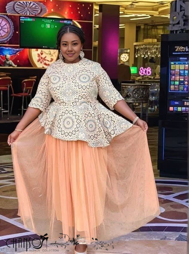 Twin Set Geometric Top Tulle Skirt Plus Size