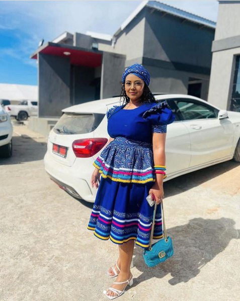 Ruffled Sleeve Embroidered Skirt Dress with Striped Hem Detail