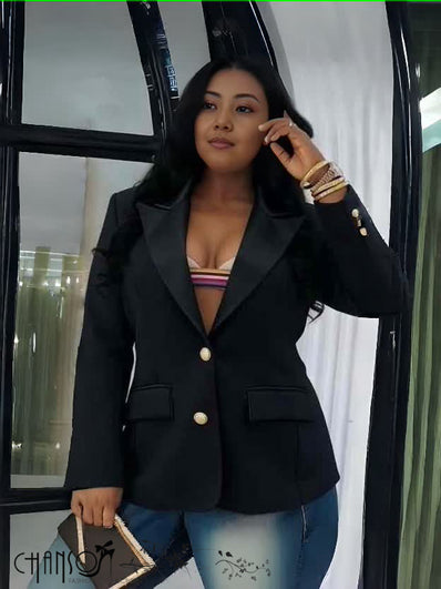 Tailored Single-Breasted Blazer with Satin Lapels