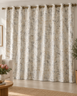 Cream blackout curtain with eyelet top and speckled jacquard texture
