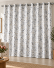 White blackout curtain with eyelet top and speckled jacquard texture