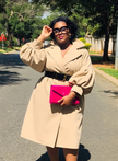 Puff Sleeve Trench Coat  Chic Double Breasted