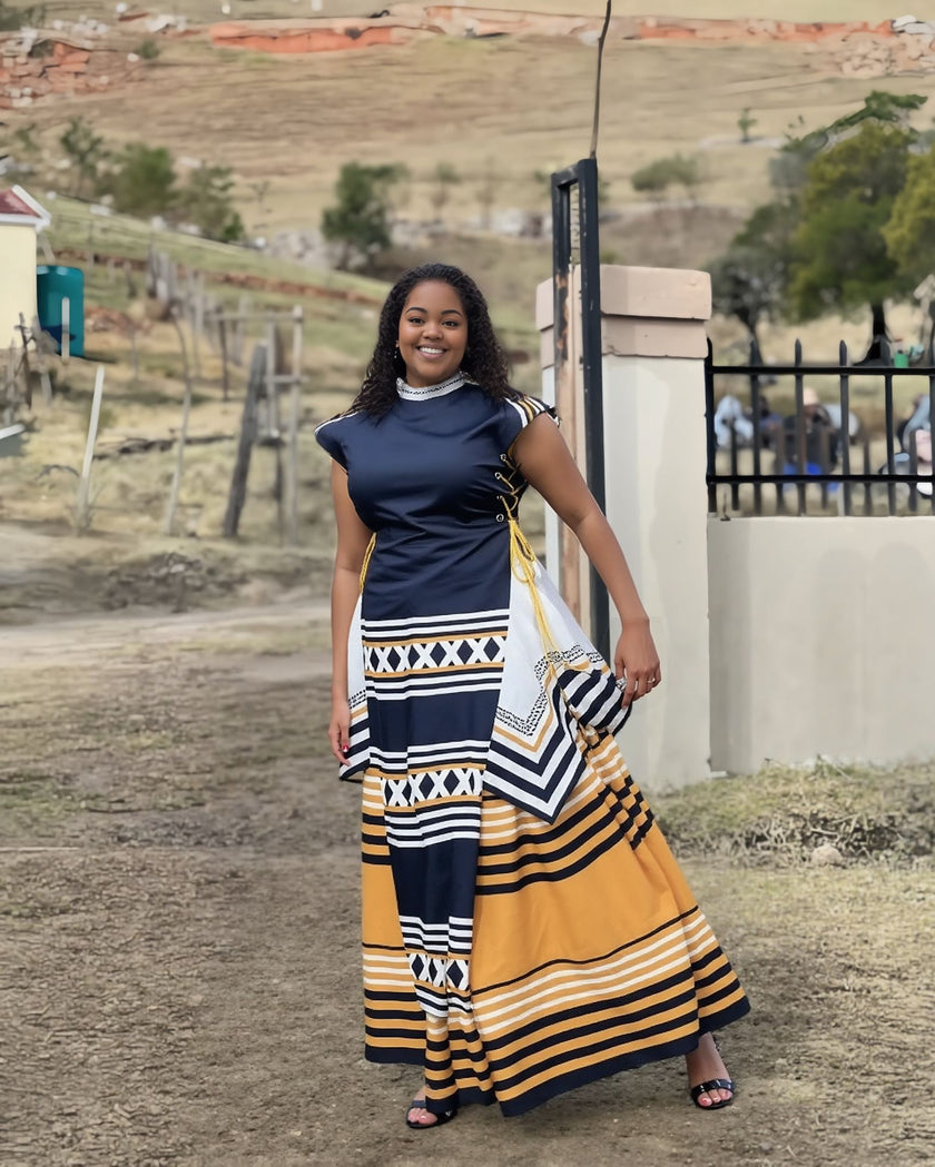 Ethnic Style Maxi Dress & Shawl Set erfect for Cultural Celebrations