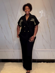 Women's plus size two piece blazer and pants suit set - view 4
